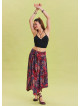 Red Casual Skirt with Gipe Detail and Tied Waist 4504